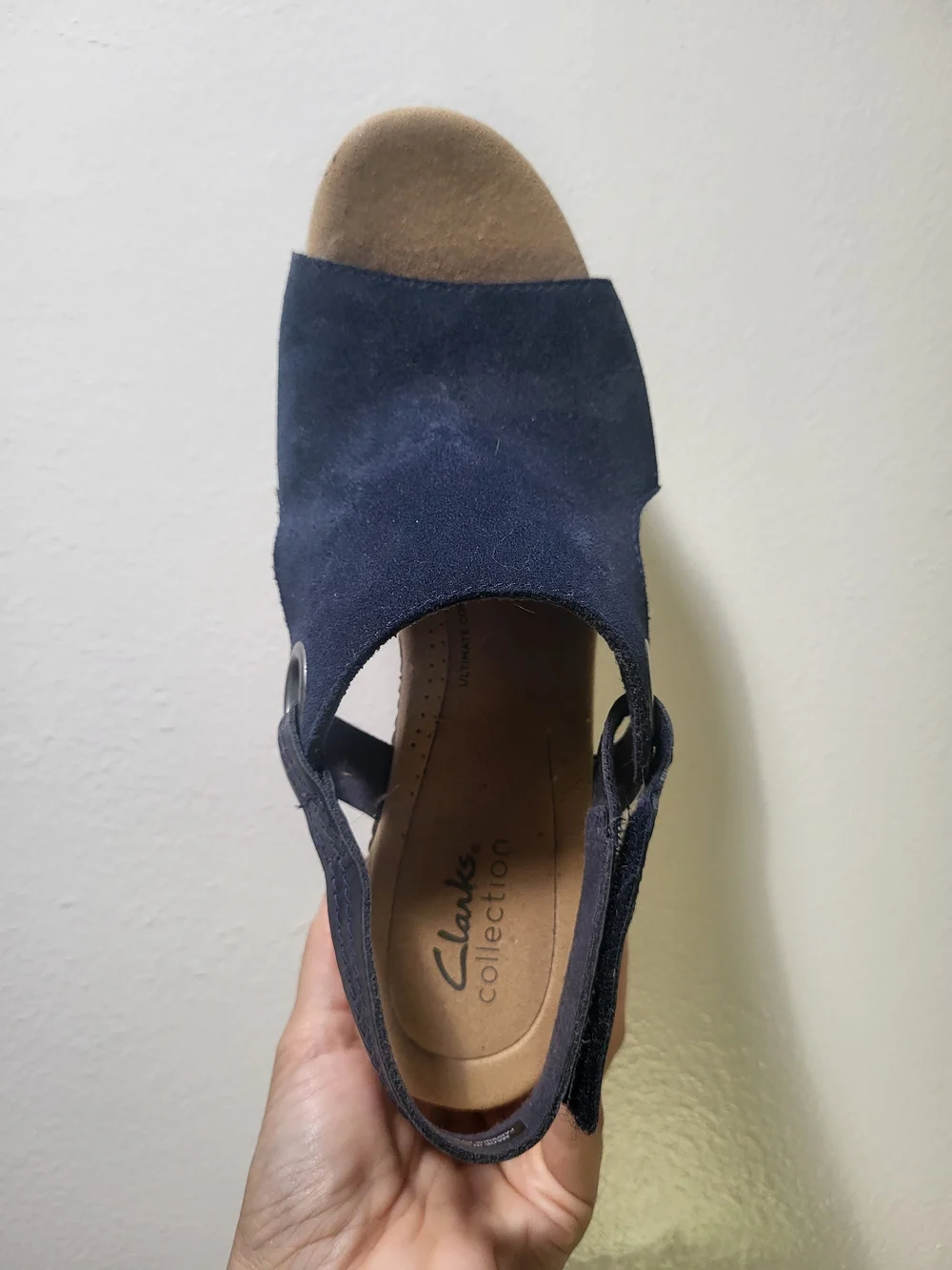 Navy Suede Cork Wedge Sandal - Women